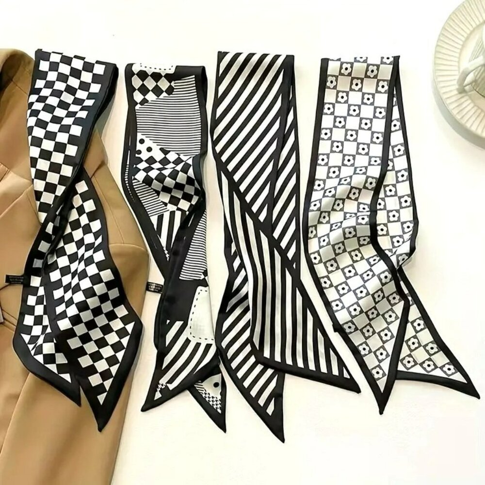 Vintage Geometric Pattern Ribbon Hair Ties - Headbands (SKU #0324)